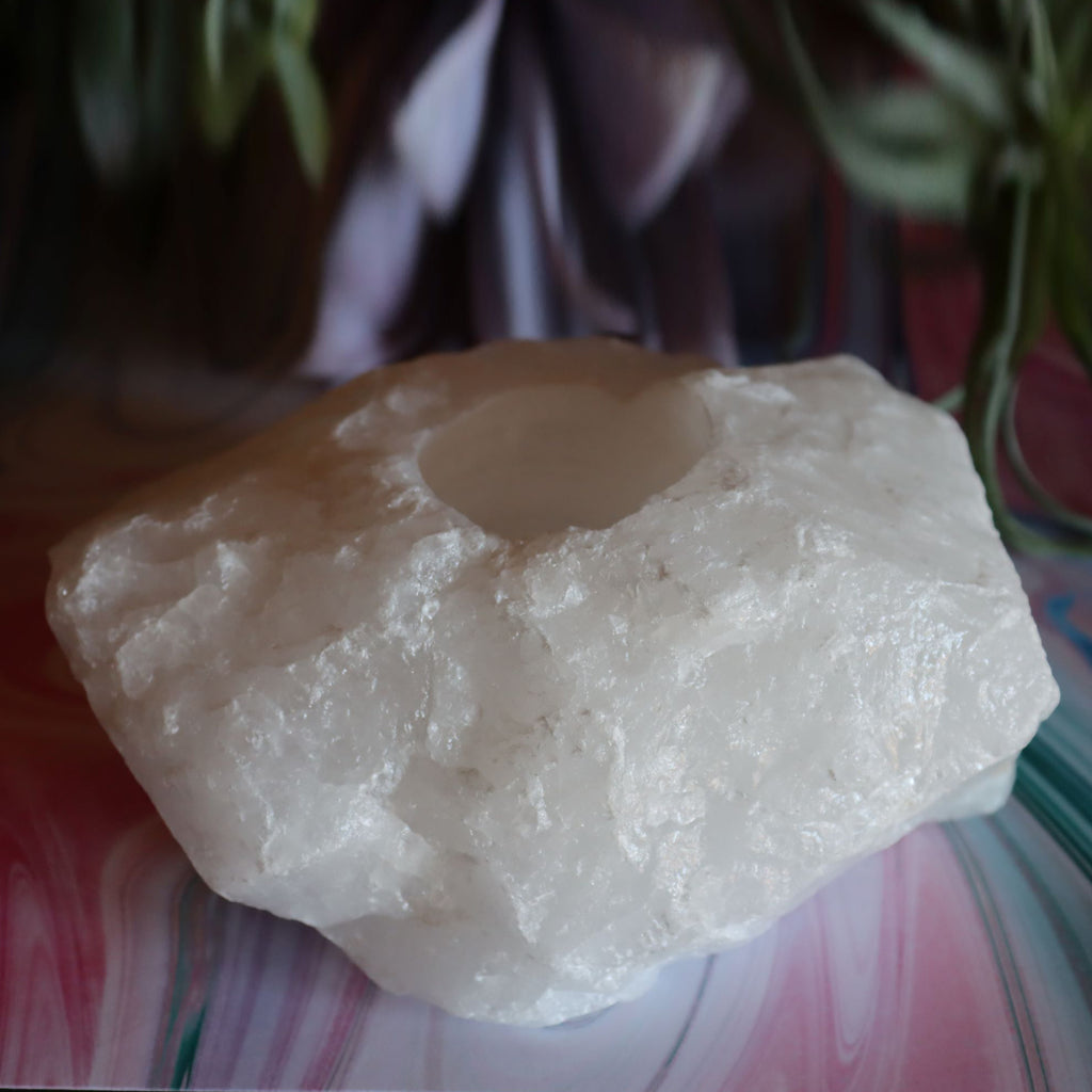 Clear Quartz Candle Holder