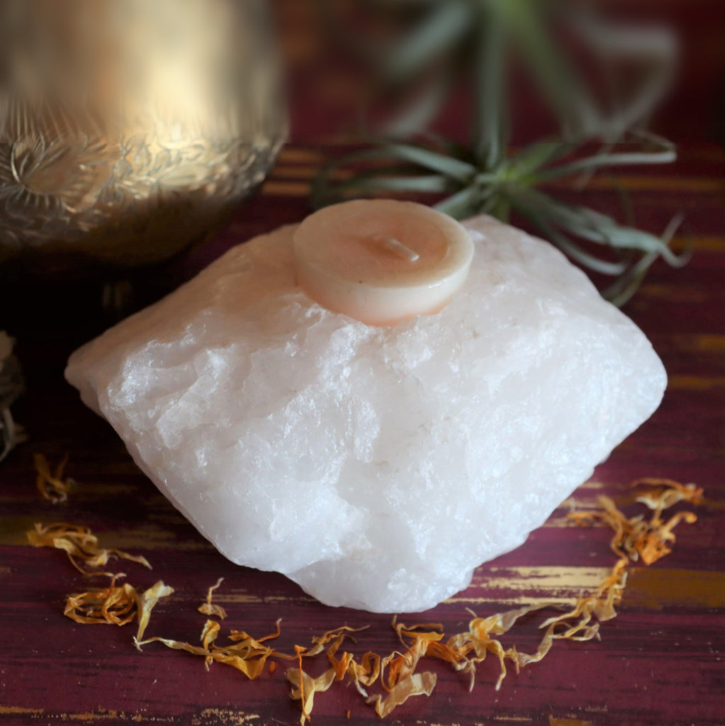 Clear Quartz Candle Holder